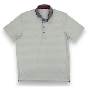Greyson Polo Shirt Men Large Green Gray Geometric Print Golf Performance Stretch
